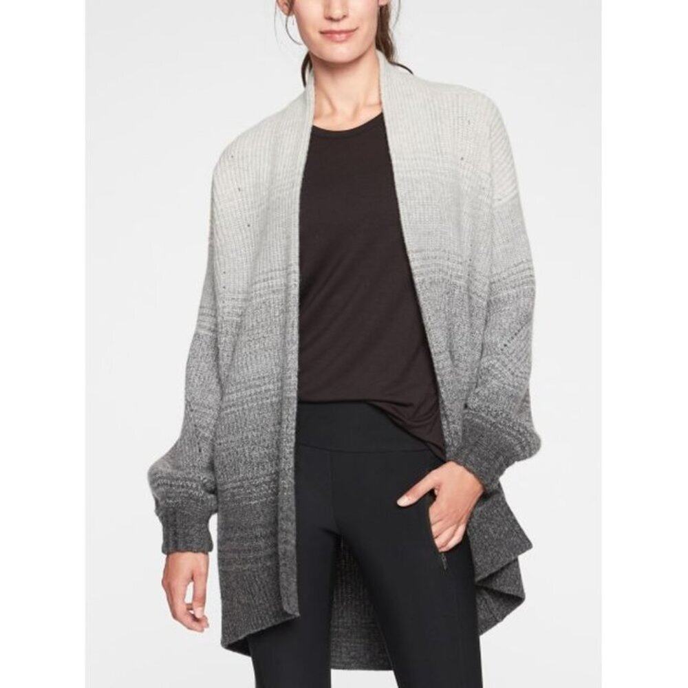 Athleta Lucca Ombré Wool Cashmere Wrap Cardigan Sweater in Grey Ombre